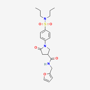 molecular formula C22H29N3O5S B11155520 1-[4-(dipropylsulfamoyl)phenyl]-N-(furan-2-ylmethyl)-5-oxopyrrolidine-3-carboxamide 