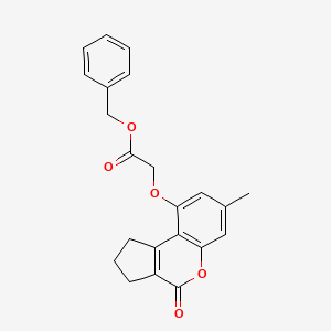 molecular formula C22H20O5 B11155560 Benzyl [(7-methyl-4-oxo-1,2,3,4-tetrahydrocyclopenta[c]chromen-9-yl)oxy]acetate 
