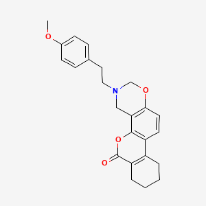 molecular formula C24H25NO4 B11155589 3-(4-methoxyphenethyl)-3,4,7,8,9,10-hexahydro-2H,6H-benzo[3,4]chromeno[8,7-e][1,3]oxazin-6-one 