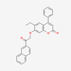 molecular formula C29H22O4 B11155709 6-ethyl-7-[2-(naphthalen-2-yl)-2-oxoethoxy]-4-phenyl-2H-chromen-2-one 