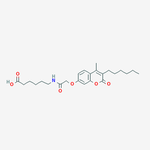molecular formula C24H33NO6 B11155844 6-({[(3-hexyl-4-methyl-2-oxo-2H-chromen-7-yl)oxy]acetyl}amino)hexanoic acid 