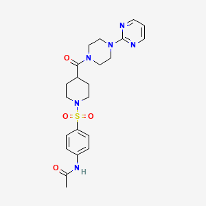 molecular formula C22H28N6O4S B11155880 N~1~-{4-[(4-{[4-(2-pyrimidinyl)piperazino]carbonyl}piperidino)sulfonyl]phenyl}acetamide 