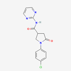 molecular formula C15H13ClN4O2 B11155940 1-(4-chlorophenyl)-5-oxo-N-(pyrimidin-2-yl)pyrrolidine-3-carboxamide 