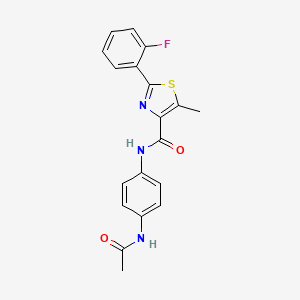 molecular formula C19H16FN3O2S B11155981 N-[4-(acetylamino)phenyl]-2-(2-fluorophenyl)-5-methyl-1,3-thiazole-4-carboxamide 