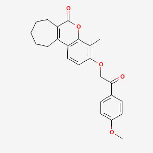 molecular formula C24H24O5 B11156116 3-[2-(4-methoxyphenyl)-2-oxoethoxy]-4-methyl-8,9,10,11-tetrahydrocyclohepta[c]chromen-6(7H)-one 
