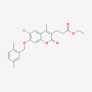molecular formula C24H25ClO5 B11156200 ethyl 3-{6-chloro-7-[(2,5-dimethylbenzyl)oxy]-4-methyl-2-oxo-2H-chromen-3-yl}propanoate 