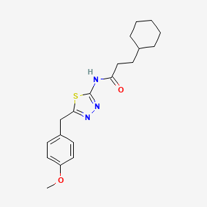 molecular formula C19H25N3O2S B11156217 3-cyclohexyl-N-[5-(4-methoxybenzyl)-1,3,4-thiadiazol-2-yl]propanamide 