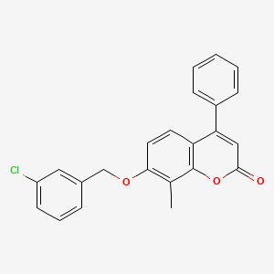 molecular formula C23H17ClO3 B11156234 7-[(3-chlorobenzyl)oxy]-8-methyl-4-phenyl-2H-chromen-2-one 