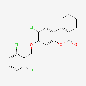molecular formula C20H15Cl3O3 B11156411 2-chloro-3-[(2,6-dichlorobenzyl)oxy]-7,8,9,10-tetrahydro-6H-benzo[c]chromen-6-one 