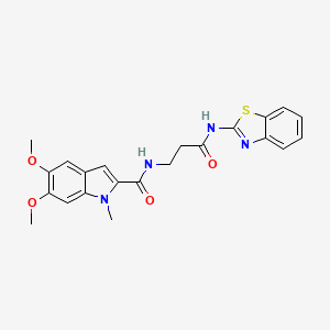 molecular formula C22H22N4O4S B11156529 N~2~-[3-(1,3-benzothiazol-2-ylamino)-3-oxopropyl]-5,6-dimethoxy-1-methyl-1H-indole-2-carboxamide 