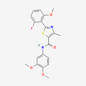 molecular formula C20H19FN2O4S B11156804 N-(3,4-dimethoxyphenyl)-2-(2-fluoro-6-methoxyphenyl)-4-methyl-1,3-thiazole-5-carboxamide 