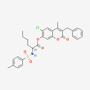 molecular formula C30H30ClNO6S B11156957 (3-benzyl-6-chloro-4-methyl-2-oxochromen-7-yl) 2-[(4-methylphenyl)sulfonylamino]hexanoate 