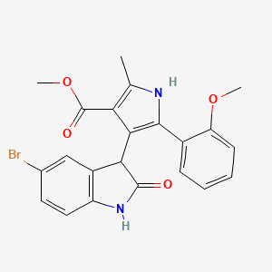 molecular formula C22H19BrN2O4 B11157349 methyl 4-(5-bromo-2-oxo-2,3-dihydro-1H-indol-3-yl)-5-(2-methoxyphenyl)-2-methyl-1H-pyrrole-3-carboxylate 