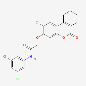 molecular formula C21H16Cl3NO4 B11157548 2-({2-chloro-6-oxo-6H,7H,8H,9H,10H-cyclohexa[c]chromen-3-yl}oxy)-N-(3,5-dichlorophenyl)acetamide 