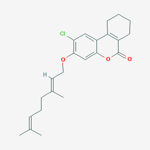 molecular formula C23H27ClO3 B11157744 2-chloro-3-{[(2E)-3,7-dimethylocta-2,6-dien-1-yl]oxy}-7,8,9,10-tetrahydro-6H-benzo[c]chromen-6-one 