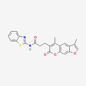 molecular formula C23H18N2O4S B11158025 N~1~-(1,3-benzothiazol-2-yl)-3-(3,5-dimethyl-7-oxo-7H-furo[3,2-g]chromen-6-yl)propanamide 