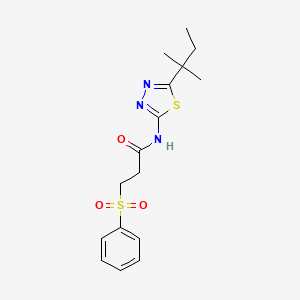molecular formula C16H21N3O3S2 B11160738 N-[5-(2-methylbutan-2-yl)-1,3,4-thiadiazol-2-yl]-3-(phenylsulfonyl)propanamide 