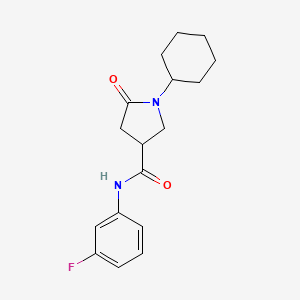 molecular formula C17H21FN2O2 B11160917 1-cyclohexyl-N-(3-fluorophenyl)-5-oxopyrrolidine-3-carboxamide 