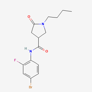 molecular formula C15H18BrFN2O2 B11161510 N-(4-bromo-2-fluorophenyl)-1-butyl-5-oxopyrrolidine-3-carboxamide 