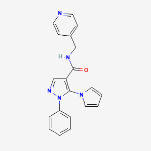 molecular formula C20H17N5O B11162914 1-phenyl-N-(4-pyridinylmethyl)-5-(1H-pyrrol-1-yl)-1H-pyrazole-4-carboxamide 