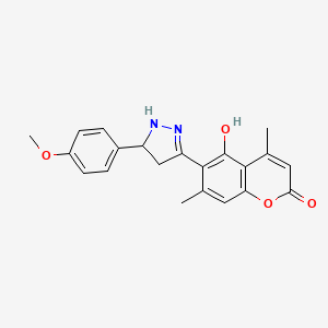 molecular formula C21H20N2O4 B11163586 5-hydroxy-6-[5-(4-methoxyphenyl)-4,5-dihydro-1H-pyrazol-3-yl]-4,7-dimethyl-2H-chromen-2-one 