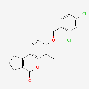 molecular formula C20H16Cl2O3 B11164626 7-((2,4-Dichlorobenzyl)oxy)-6-methyl-2,3-dihydrocyclopenta(C)chromen-4(1H)-one 