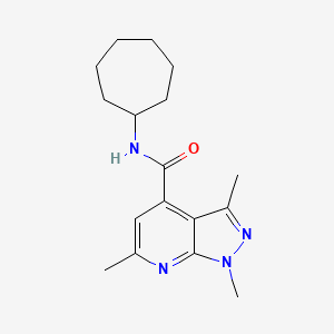 molecular formula C17H24N4O B11164810 N-cycloheptyl-1,3,6-trimethyl-1H-pyrazolo[3,4-b]pyridine-4-carboxamide 