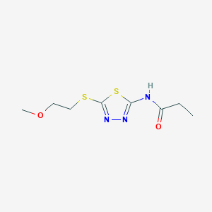 molecular formula C8H13N3O2S2 B11164827 N-{5-[(2-methoxyethyl)sulfanyl]-1,3,4-thiadiazol-2-yl}propanamide 