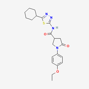 molecular formula C21H26N4O3S B11164844 N-(5-cyclohexyl-1,3,4-thiadiazol-2-yl)-1-(4-ethoxyphenyl)-5-oxopyrrolidine-3-carboxamide 