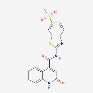 molecular formula C18H13N3O4S2 B11164869 N-[6-(methylsulfonyl)-1,3-benzothiazol-2-yl]-2-oxo-1,2-dihydroquinoline-4-carboxamide 