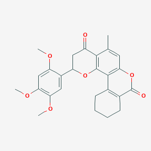 molecular formula C26H26O7 B11164959 5-methyl-2-(2,4,5-trimethoxyphenyl)-2,3,9,10,11,12-hexahydro-4H,8H-benzo[c]pyrano[2,3-f]chromene-4,8-dione 