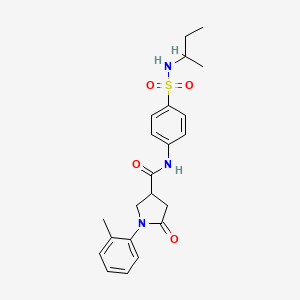 molecular formula C22H27N3O4S B11165088 N-[4-(butan-2-ylsulfamoyl)phenyl]-1-(2-methylphenyl)-5-oxopyrrolidine-3-carboxamide 