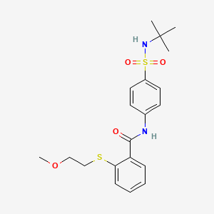 molecular formula C20H26N2O4S2 B11165172 N-[4-(tert-butylsulfamoyl)phenyl]-2-[(2-methoxyethyl)sulfanyl]benzamide 