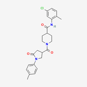 molecular formula C25H28ClN3O3 B11165217 N-(5-chloro-2-methylphenyl)-1-{[1-(4-methylphenyl)-5-oxopyrrolidin-3-yl]carbonyl}piperidine-4-carboxamide 