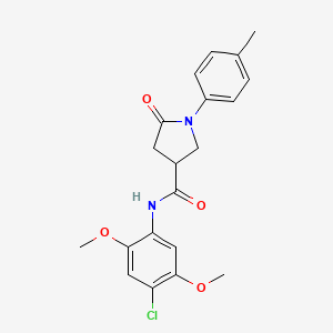 molecular formula C20H21ClN2O4 B11165308 N-(4-chloro-2,5-dimethoxyphenyl)-1-(4-methylphenyl)-5-oxopyrrolidine-3-carboxamide 