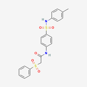 molecular formula C21H20N2O5S2 B11165370 N-{4-[(4-methylphenyl)sulfamoyl]phenyl}-2-(phenylsulfonyl)acetamide 