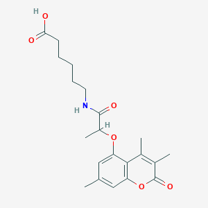 molecular formula C21H27NO6 B11165375 6-({2-[(3,4,7-trimethyl-2-oxo-2H-chromen-5-yl)oxy]propanoyl}amino)hexanoic acid 