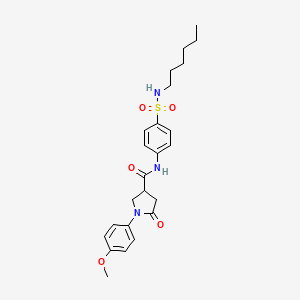 molecular formula C24H31N3O5S B11165416 N-[4-(hexylsulfamoyl)phenyl]-1-(4-methoxyphenyl)-5-oxopyrrolidine-3-carboxamide 