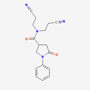 molecular formula C17H18N4O2 B11165456 N,N-bis(2-cyanoethyl)-5-oxo-1-phenylpyrrolidine-3-carboxamide 