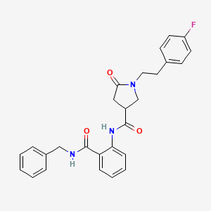 molecular formula C27H26FN3O3 B11165577 N-[2-(benzylcarbamoyl)phenyl]-1-[2-(4-fluorophenyl)ethyl]-5-oxopyrrolidine-3-carboxamide 