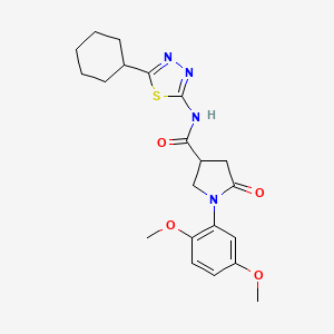 molecular formula C21H26N4O4S B11165624 N-(5-cyclohexyl-1,3,4-thiadiazol-2-yl)-1-(2,5-dimethoxyphenyl)-5-oxopyrrolidine-3-carboxamide 