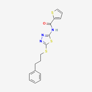 molecular formula C16H15N3OS3 B11165660 N-{5-[(3-phenylpropyl)sulfanyl]-1,3,4-thiadiazol-2-yl}thiophene-2-carboxamide 