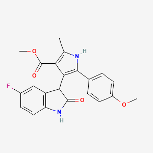 molecular formula C22H19FN2O4 B11165694 methyl 4-(5-fluoro-2-oxo-2,3-dihydro-1H-indol-3-yl)-5-(4-methoxyphenyl)-2-methyl-1H-pyrrole-3-carboxylate 