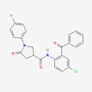 molecular formula C24H18ClFN2O3 B11165709 N-[4-chloro-2-(phenylcarbonyl)phenyl]-1-(4-fluorophenyl)-5-oxopyrrolidine-3-carboxamide 