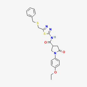 molecular formula C23H24N4O3S2 B11165790 N-{5-[(benzylsulfanyl)methyl]-1,3,4-thiadiazol-2-yl}-1-(4-ethoxyphenyl)-5-oxopyrrolidine-3-carboxamide 