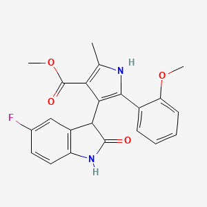 molecular formula C22H19FN2O4 B11165806 methyl 4-(5-fluoro-2-oxo-2,3-dihydro-1H-indol-3-yl)-5-(2-methoxyphenyl)-2-methyl-1H-pyrrole-3-carboxylate 