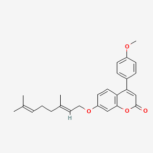 molecular formula C26H28O4 B11165810 7-{[(2E)-3,7-dimethyl-2,6-octadien-1-yl]oxy}-4-(4-methoxyphenyl)-2H-chromen-2-one 