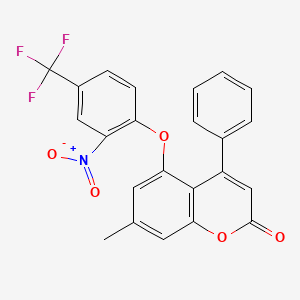 molecular formula C23H14F3NO5 B11165814 7-methyl-5-[2-nitro-4-(trifluoromethyl)phenoxy]-4-phenyl-2H-chromen-2-one 