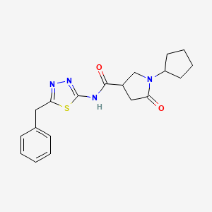 molecular formula C19H22N4O2S B11165843 N-(5-benzyl-1,3,4-thiadiazol-2-yl)-1-cyclopentyl-5-oxopyrrolidine-3-carboxamide 