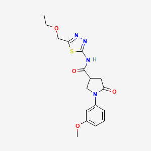 molecular formula C17H20N4O4S B11165897 N-[5-(ethoxymethyl)-1,3,4-thiadiazol-2-yl]-1-(3-methoxyphenyl)-5-oxopyrrolidine-3-carboxamide 
